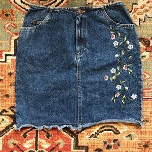 Cotton (denim looking) embroidered skirt